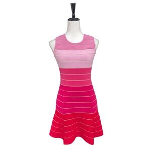Ronny Kobo Pink Ombre Bandage Knit Fit & Flare Dress Size M